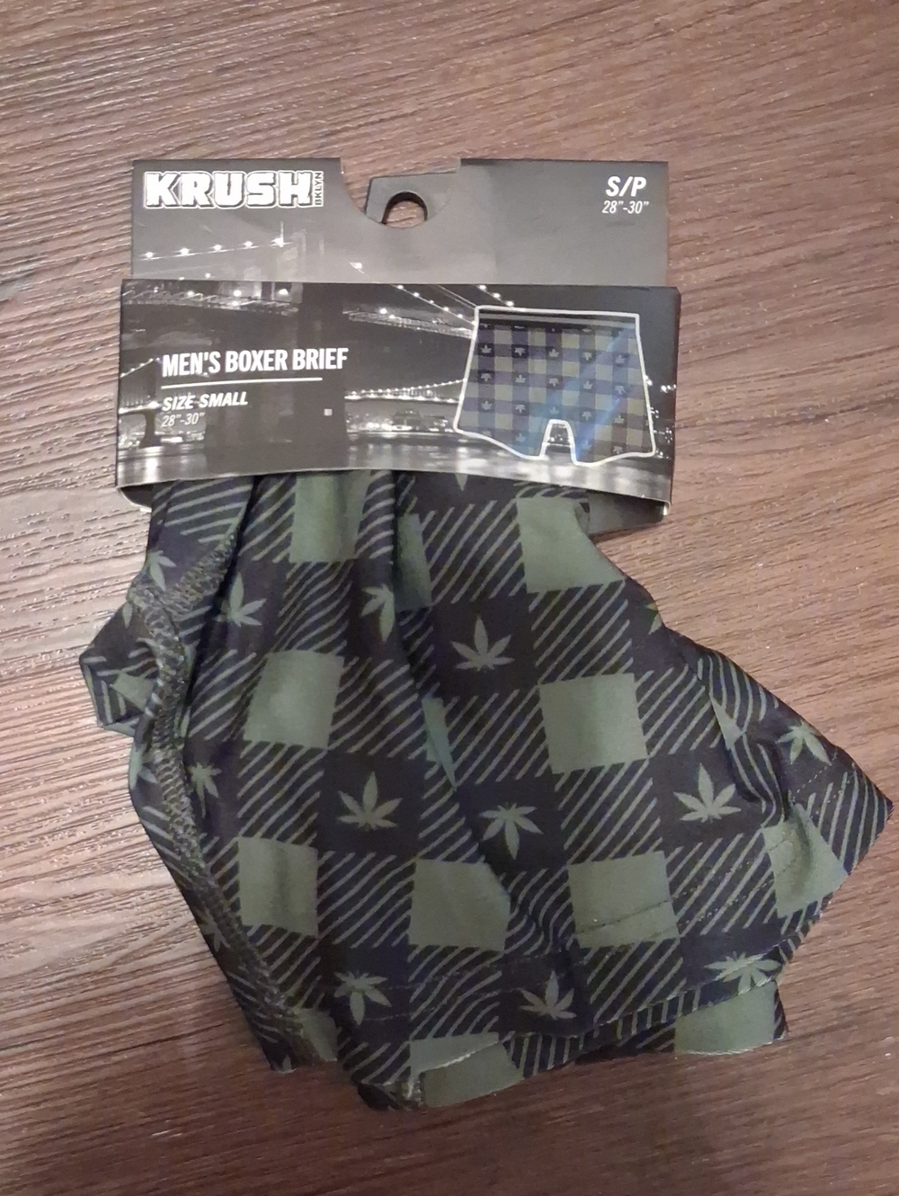Krush Men's Boxer Briefs - Black & Olive Green Check
